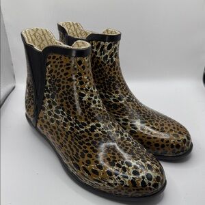 Chooka Spotty Leopard Tan Rain Boots Size 7
